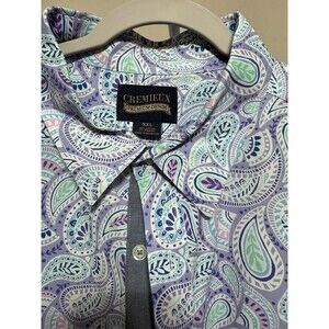 Cremieux Button Down Shirt Mens XXL Purple Paisley Premium Denim  Stretch